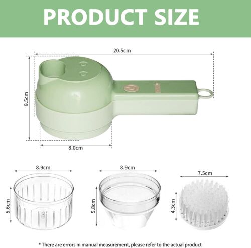 4-in-1 Wireless Electric Food Chopper Set – Handheld Rechargeable Mini Vegetable Cutter, Grinder, Blender & Slicer for Kitchen Meal Prep