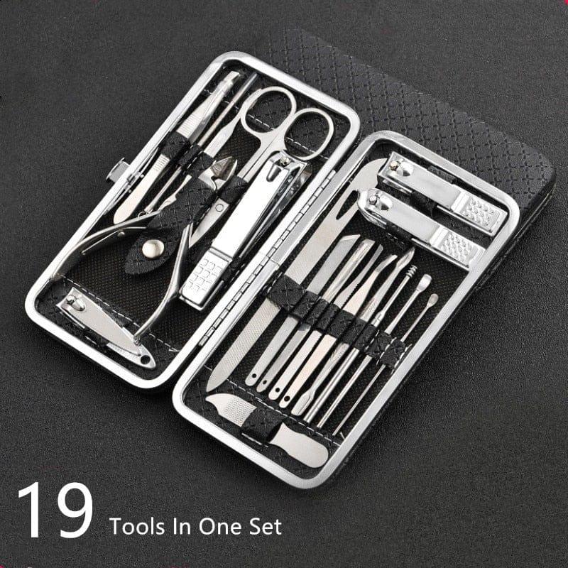 19-in-1 Stainless Steel Manicure Set & Nail Clipper Kit – Complete Professional Nail Care Tools for Men & Women, Travel Grooming Kit