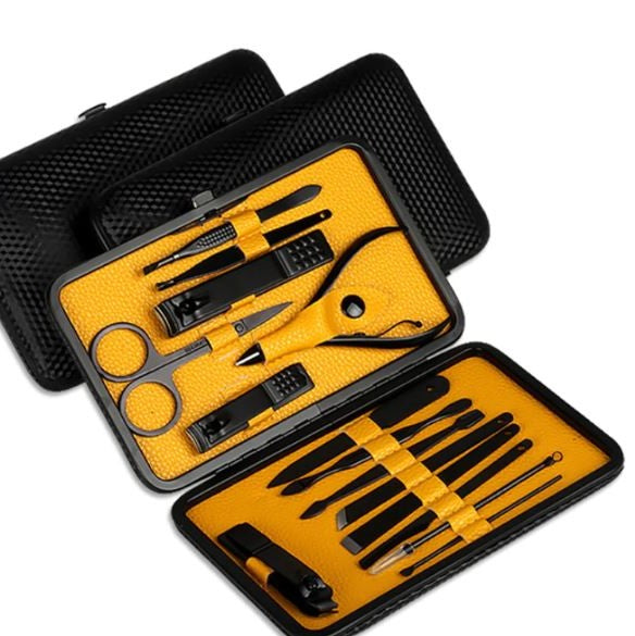 15-Piece Professional Manicure & Pedicure Set with Travel Case – Stainless Steel Nail Care Kit with Nail Clippers, File, Cuticle Tools for Men & Women