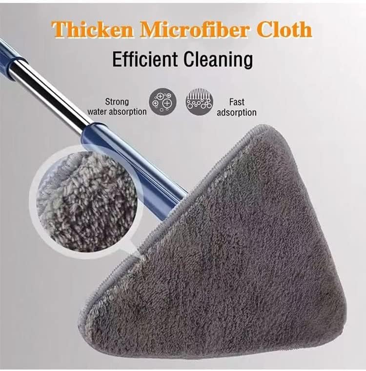 360° Triangular Spin Mop with Bucket – Self-Wringing Floor Mop for Hard Floors, Tile, Laminate & Hardwood, Microfiber Head, Blue & White