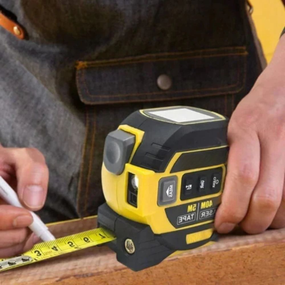 3-in-1 Digital Infrared Laser Tape Measure – LCD Distance Meter with Tape Rule & Bubble Level for Home DIY, Construction & Room Measurement