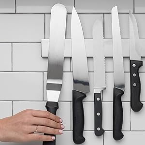 14-Inch Magnetic Knife Holder Strip – Wall-Mounted Kitchen Knife Rack for Knives, Scissors, Tools, Utensils, Space-Saving Knife Storage