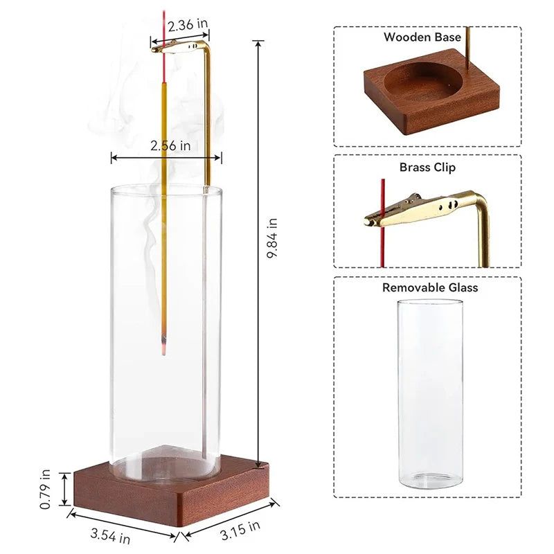 Glass Incense Holder with Ash Catcher