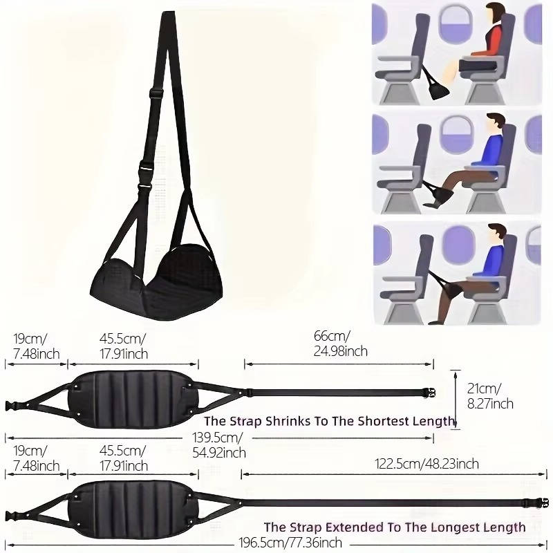 2-Set Airplane Foot Hammock – Adjustable Under-Desk Foot Rest Hammock for Long Flights, Office, Travel Comfort, Leg Rest Footrest Sling