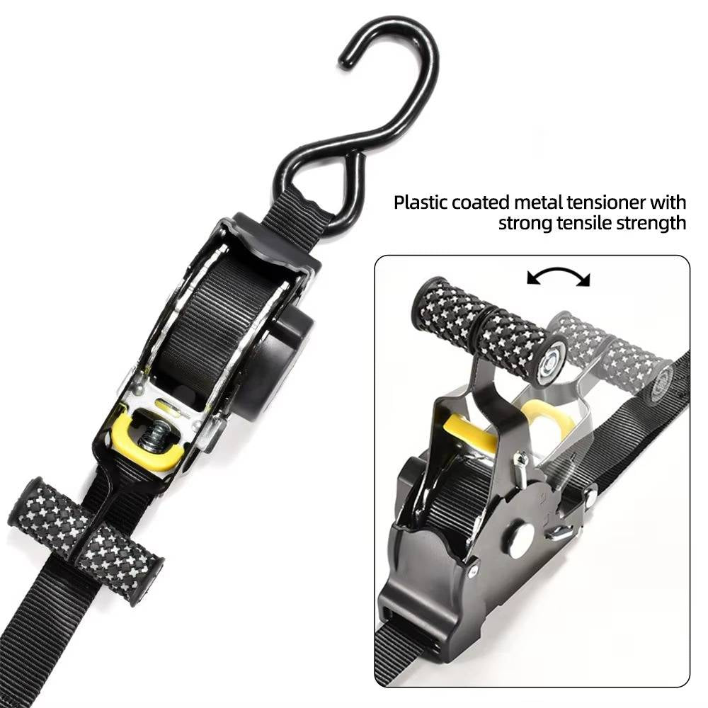 2-Set Auto-Retract Ratchet Straps – Heavy-Duty Retractable Tie-Down Cargo Straps for Truck, Trailer, Roof Rack, Moving & Hauling
