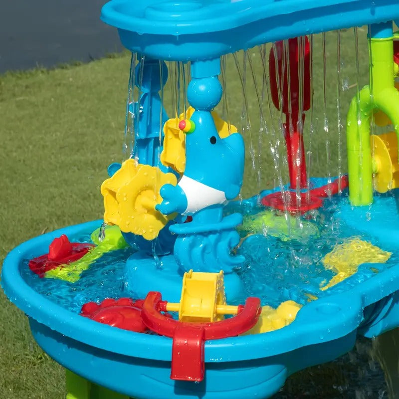 3-in-1 Outdoor Kids Sand & Water Play Table – Toddler Activity Table with Sand, Water & Toy Accessories for Backyard, Garden & Summer Fun