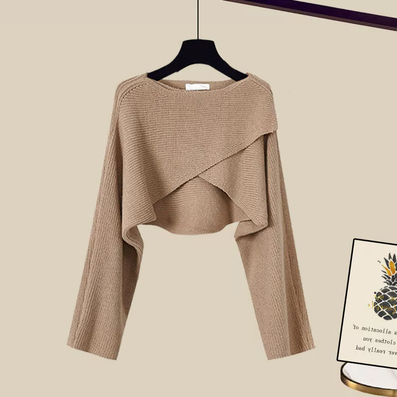 3-Piece Comfortable Chic Dress Set – Women's Casual Elegant Outfit, Loose Fit Versatile Dress Ensemble for Everyday Wear, Available in Brown & Gray