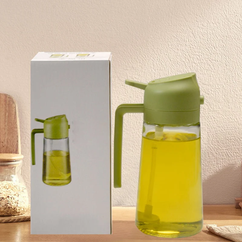 2-in-1 Glass Oil Sprayer & Dispenser Bottle – Kitchen Misting Spray Bottle for Olive Oil, Avocado Oil & Vinegar, Air Fryer Cooking, Salads & Grilling