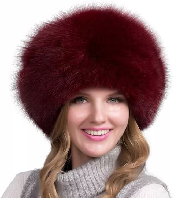 100% Natural Fox Fur Hat for Women – Thick Warm Winter Cap with Earmuffs, Real Fox Fur Beanie, Fashion Ladies Cold Weather Hat