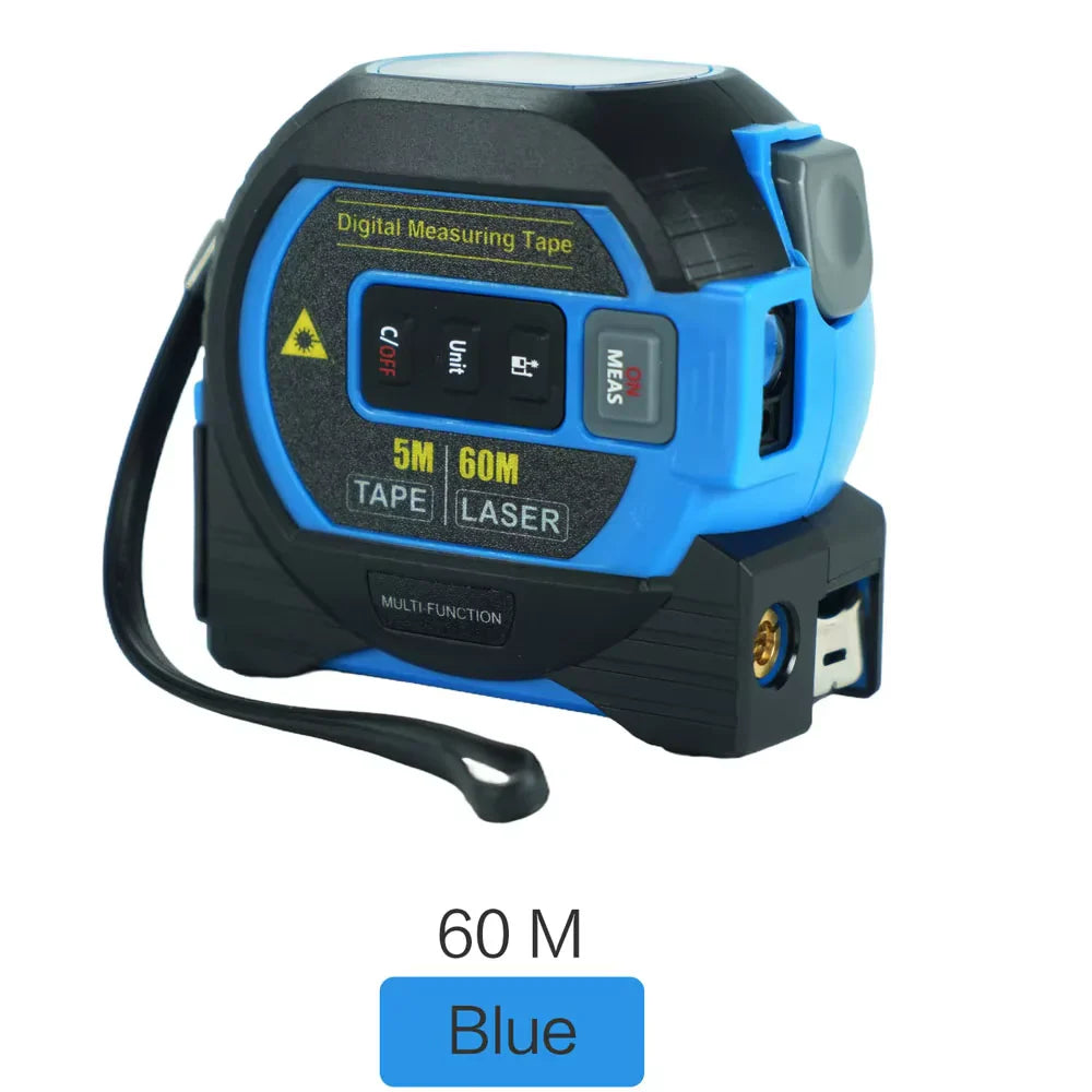 3-in-1 Laser Tape Measure 40/60M – Digital Infrared Distance Meter with Data Storage, LCD Display & Spirit Level for Construction & Home Use