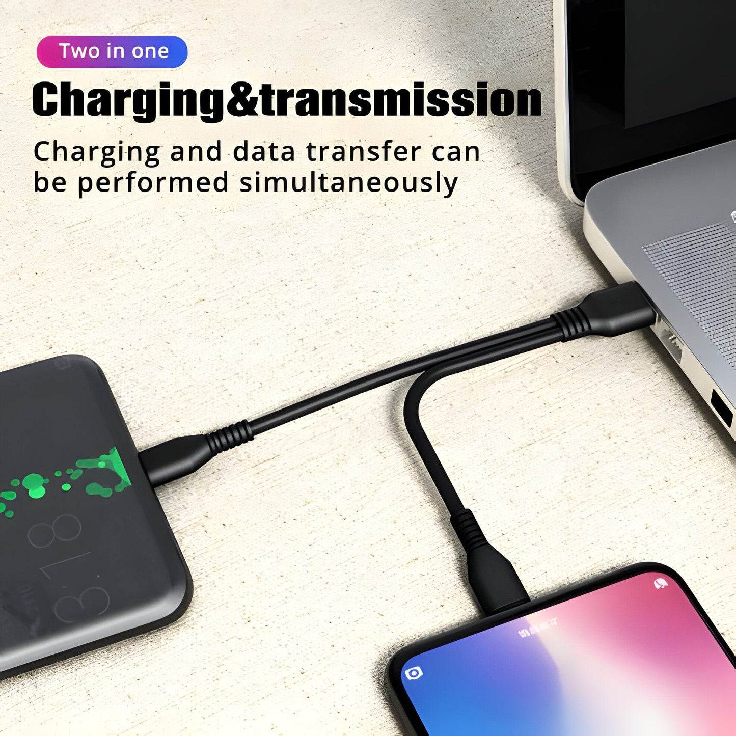 2-in-1 Multi USB Charging Cable – Dual Connector Fast Charge Cord with Micro USB & Type C or Double Type C for Android, Tablets & Accessories