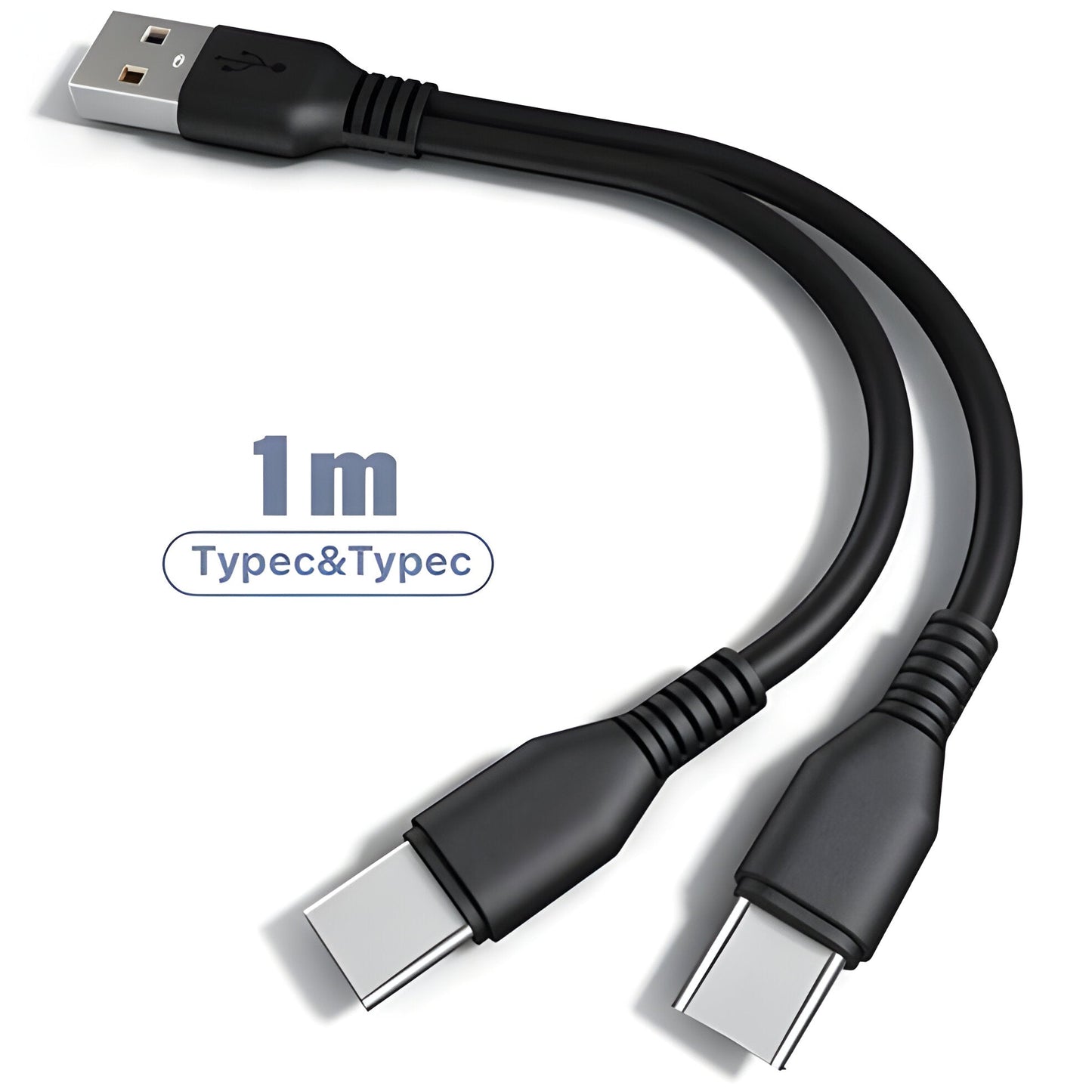 2-in-1 Multi USB Charging Cable – Dual Connector Fast Charge Cord with Micro USB & Type C or Double Type C for Android, Tablets & Accessories