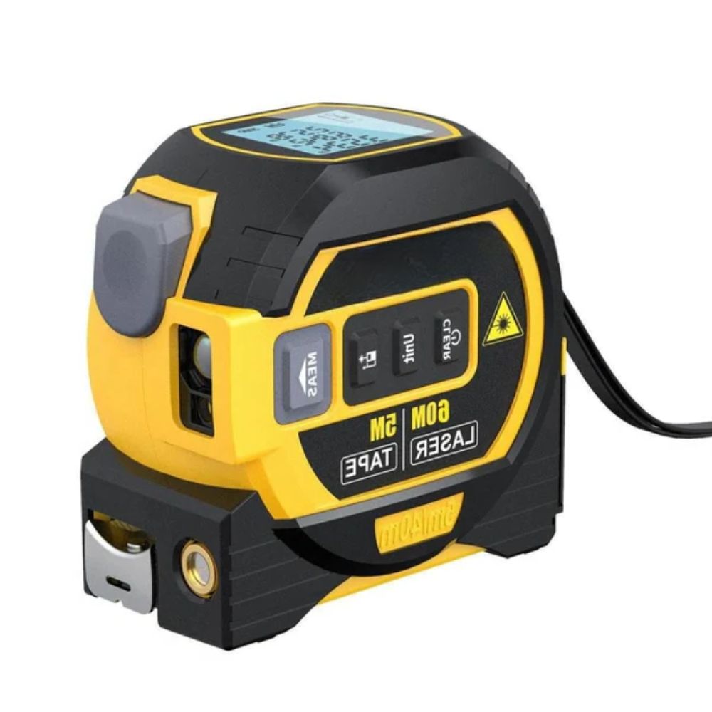 3-in-1 Digital Infrared Laser Tape Measure – LCD Distance Meter with Tape Rule & Bubble Level for Home DIY, Construction & Room Measurement