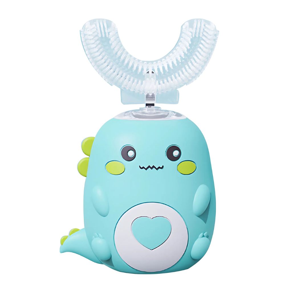 360° U-Shape Sonic Electric Toothbrush for Kids – Auto-Cleaning Silicone Toothbrush for Ages 2–12, Soft Bristles, Timer, Pink, Green & Blue