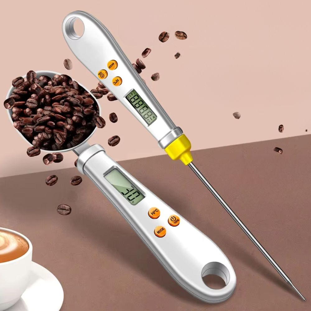 2-in-1 Digital Spoon Scale & Food Thermometer – Mini Kitchen Measuring Spoon with LCD Display for Coffee, Tea, Powder, Spices, Baking & Cooking