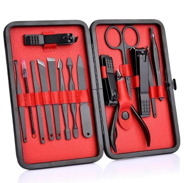 15-Piece Professional Manicure & Pedicure Set with Travel Case – Stainless Steel Nail Care Kit with Nail Clippers, File, Cuticle Tools for Men & Women