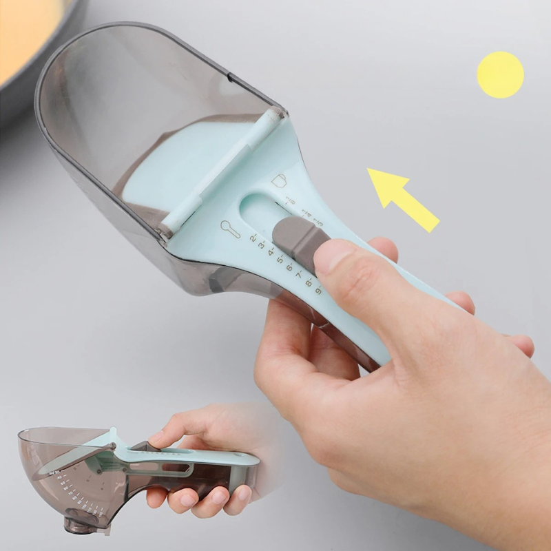 2-Piece Adjustable Measuring Cup & Spoon Set – Sliding Scale Variable Measure for Dry & Liquid Ingredients, Perfect for Baking & Cooking