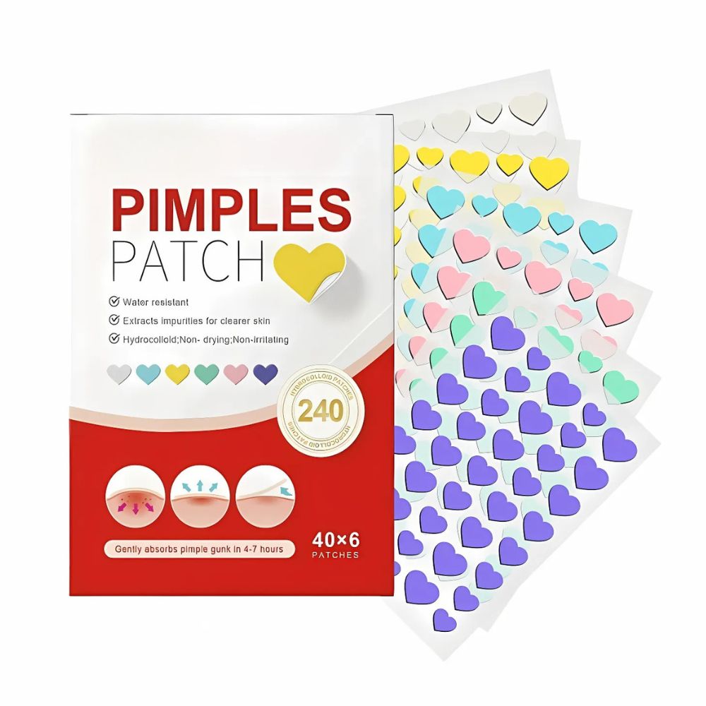 240 Pcs Colorful Cute Pimple Patches – Hydrocolloid Acne Patches in Star & Heart Shapes, Invisible Blemish Stickers for Face, Skincare Treatment