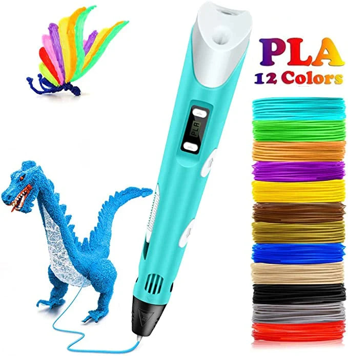 3D Printing Pen for Kids with PLA Filament Starter Kit – Safe Low-Temp Children's Drawing Pen for Creative Art, STEM Learning, Blue & Pink