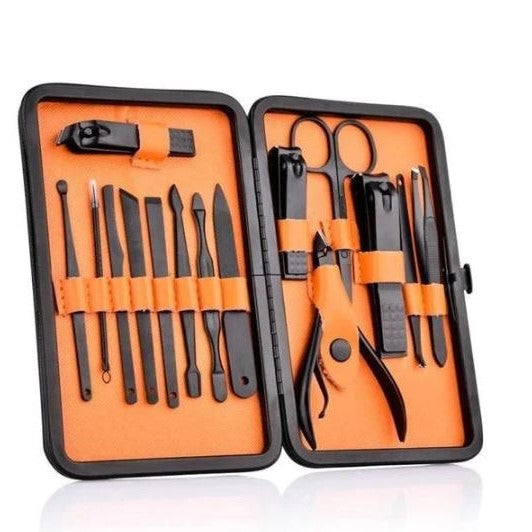 15-Piece Professional Manicure & Pedicure Set with Travel Case – Stainless Steel Nail Care Kit with Nail Clippers, File, Cuticle Tools for Men & Women