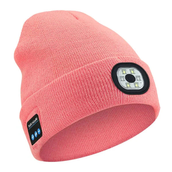 3-in-1 Bluetooth Beanie Hat with Built-In LED Light – Wireless Music Headphone Beanie for Running, Cycling, Camping & Winter Outdoor Activities