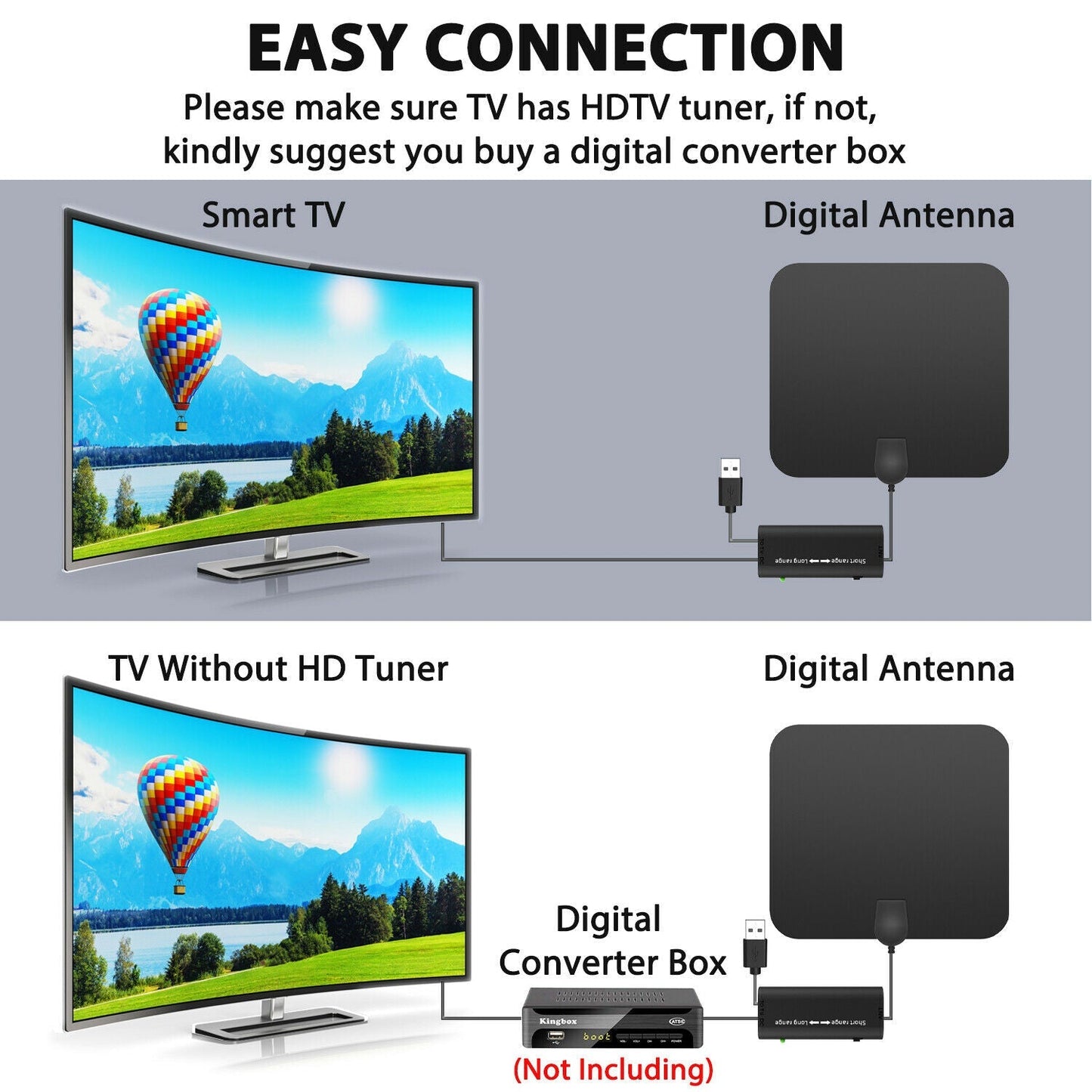 300-Mile Range Indoor HDTV Antenna with Signal Booster – Amplified Digital TV Antenna for Free HD Channels, 4K 1080p, No Monthly Fees