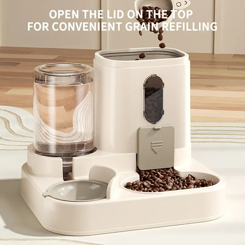 2-in-1 Automatic Dog & Cat Feeder with Water Dispenser – Gravity Pet Food and Water Station for Cats, Dogs, Rabbits & Small Animals