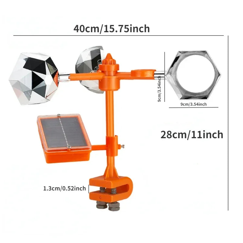 360° Reflective Solar Powered Rotating Bird Repeller – Outdoor Pest Deterrent Spinner for Garden, Roof, Balcony & Orchard Bird Control