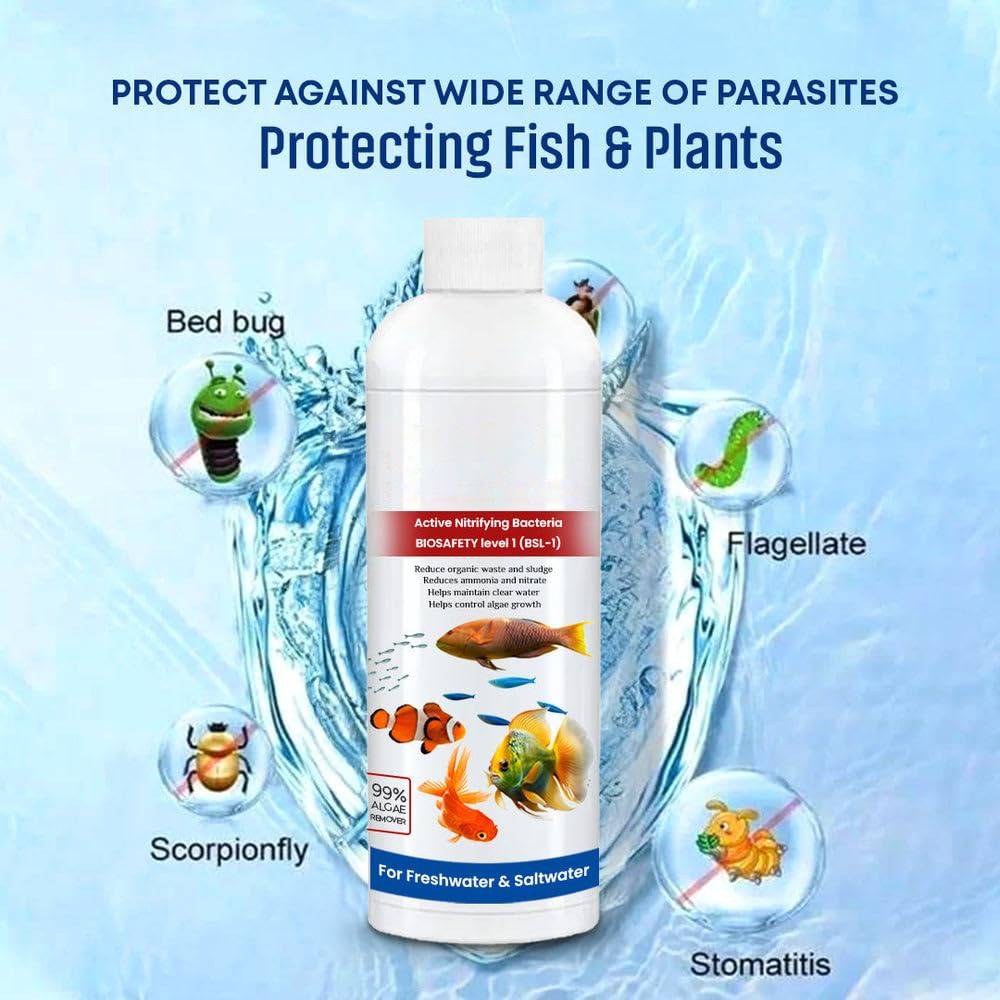 3-Pack Fish Tank Aquarium Cleaner Liquid – Water Clarifier & Beneficial Bacteria Treatment for Clear, Healthy Freshwater & Saltwater Aquariums