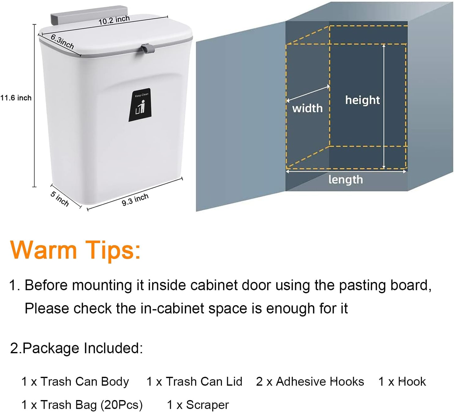 2.4 Gallon Kitchen Compost Bin – Countertop & Under Sink Indoor Compost Bucket with Activated Carbon Filter, Odor-Free Food Waste Composting