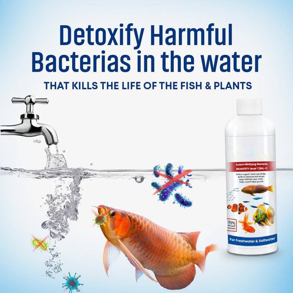 3-Pack Fish Tank Aquarium Cleaner Liquid – Water Clarifier & Beneficial Bacteria Treatment for Clear, Healthy Freshwater & Saltwater Aquariums