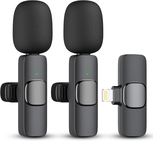 2-Pack Wireless Clip-On Lapel Microphone for Smartphones & Tablets – Mic for Content Creators, TikTok, YouTube, Vlogging, Interviews & Live Streaming