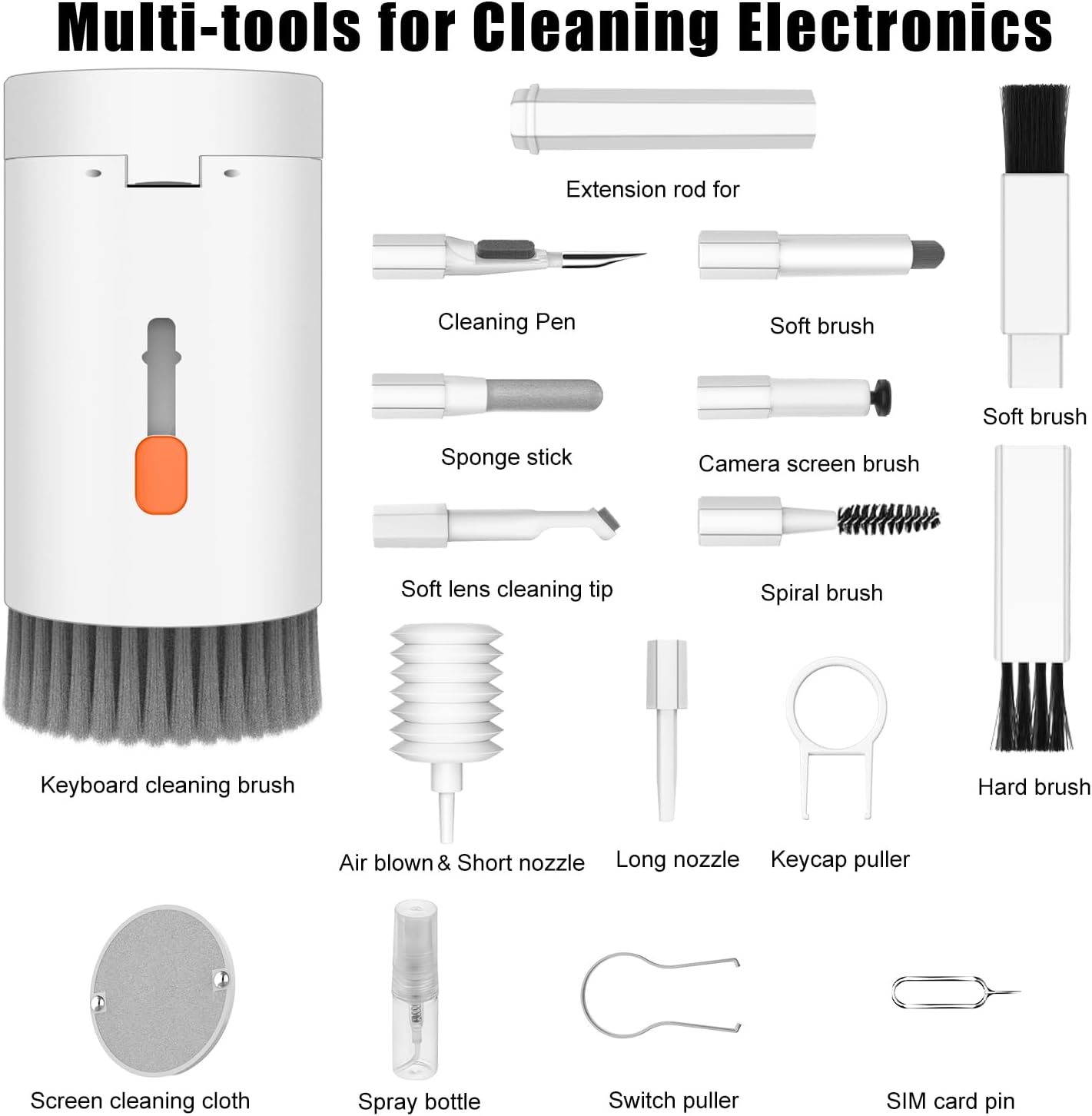 20-in-1 Keyboard, Earbuds & Electronics Cleaning Kit – Detailing Brush Set for Laptops, Phones, Wireless Earbuds, Gaming Controllers & PC Cleaning