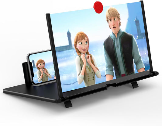 16-Inch Phone Screen Magnifier – HD 3D Movie Amplifier Stand for Smartphones, Foldable Desktop Screen Enlarger for Video Streaming & Gaming