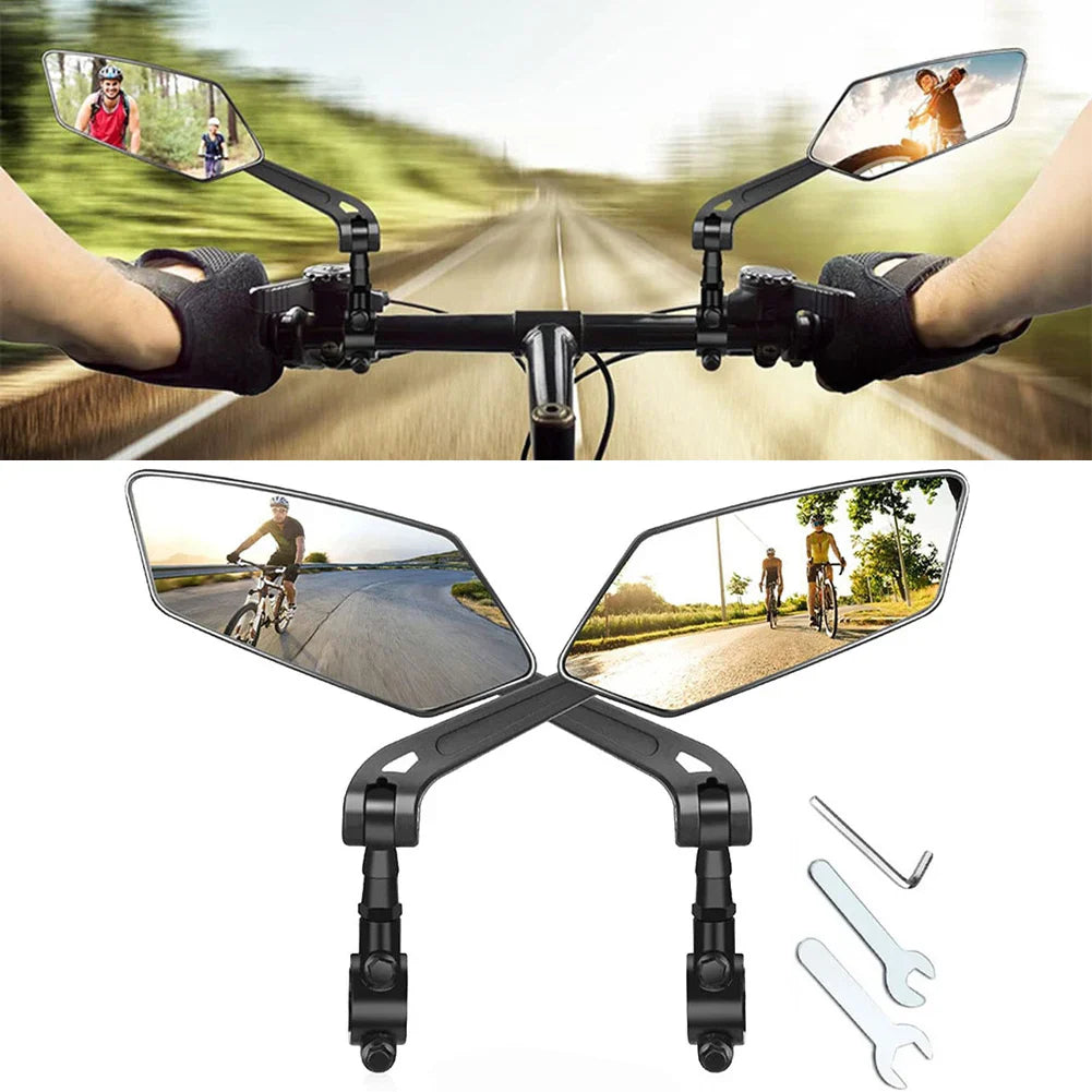 2-Pack Bike Rearview Mirrors – 360° Adjustable Wide Angle Bicycle Handlebar Mirror for Road Bikes, Mountain Bikes, E-Bikes, Cycling Safety