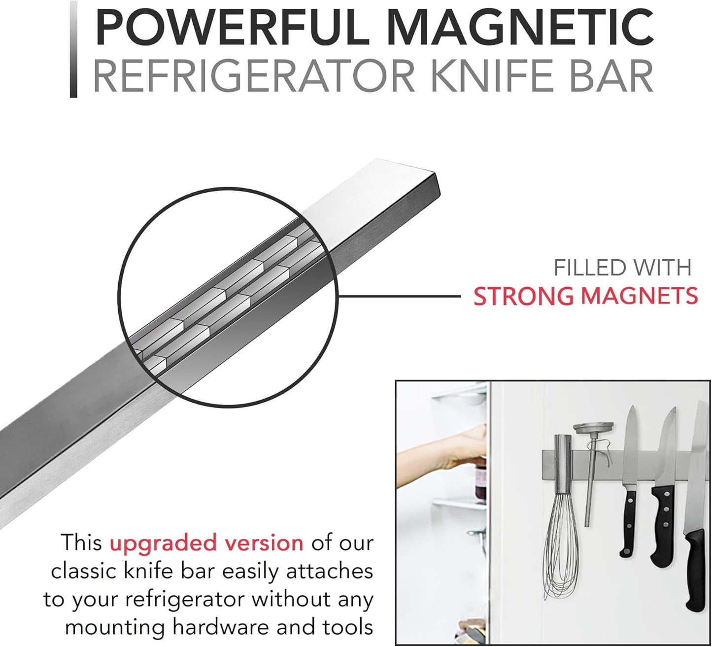 14-Inch Magnetic Knife Holder Strip – Wall-Mounted Kitchen Knife Rack for Knives, Scissors, Tools, Utensils, Space-Saving Knife Storage