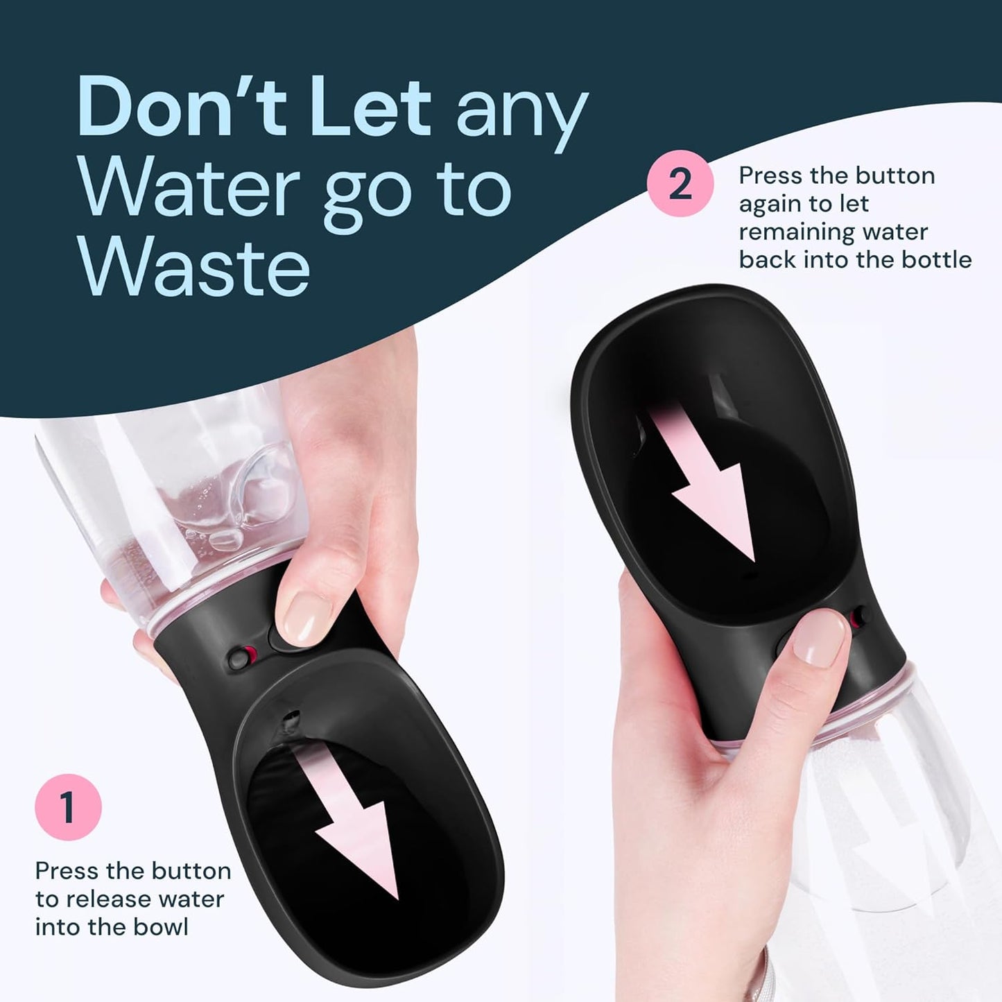 19 oz Portable Dog Water Bottle – Leak-Proof Travel Pet Water Dispenser with Foldable Trough for Walking, Hiking, Camping with Dogs & Cats