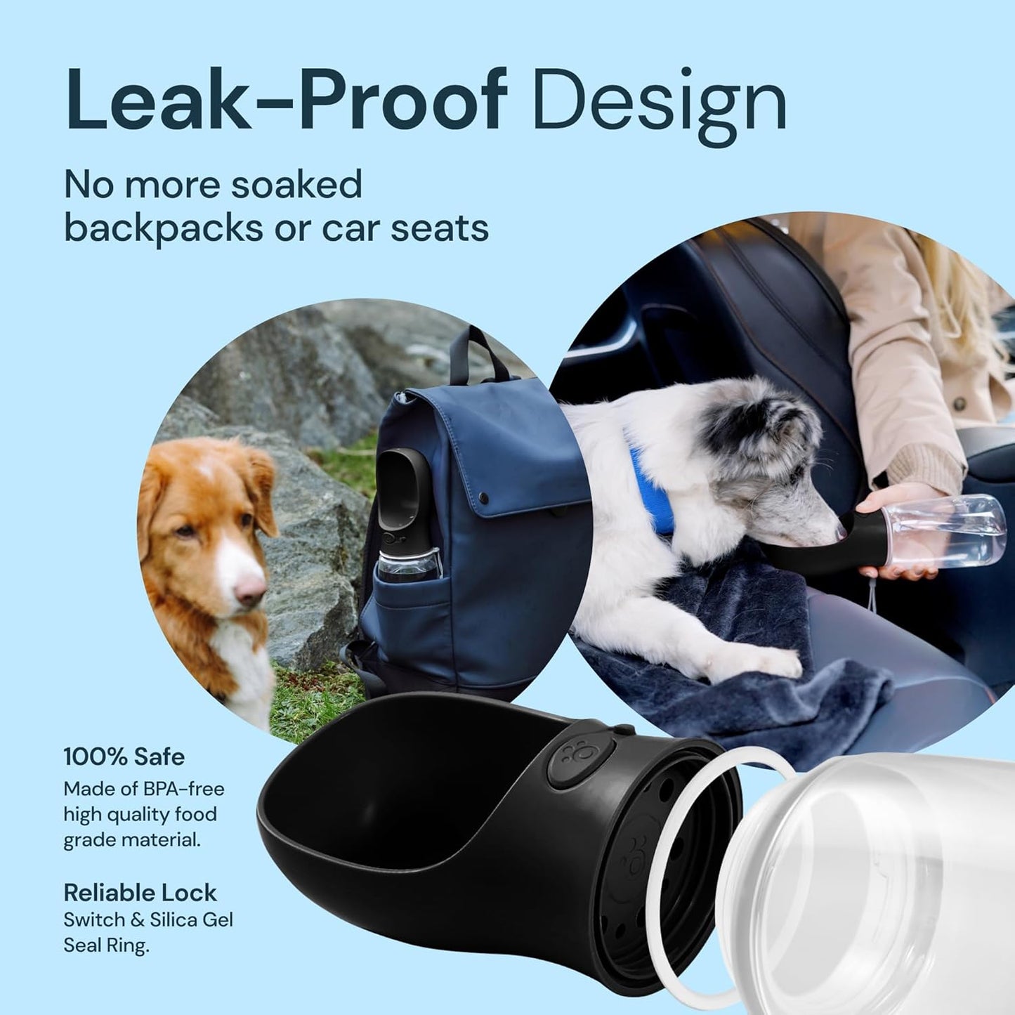 19 oz Portable Dog Water Bottle – Leak-Proof Travel Pet Water Dispenser with Foldable Trough for Walking, Hiking, Camping with Dogs & Cats