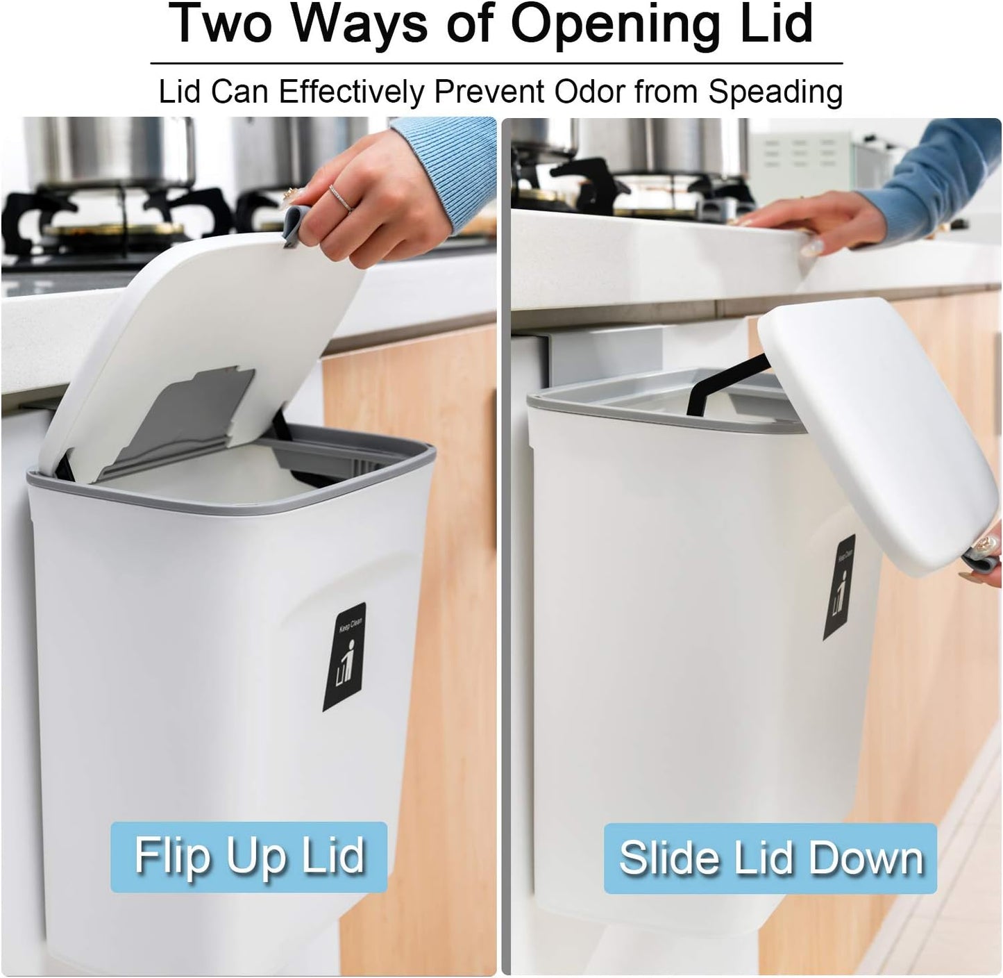 2.4 Gallon Kitchen Compost Bin – Countertop & Under Sink Indoor Compost Bucket with Activated Carbon Filter, Odor-Free Food Waste Composting