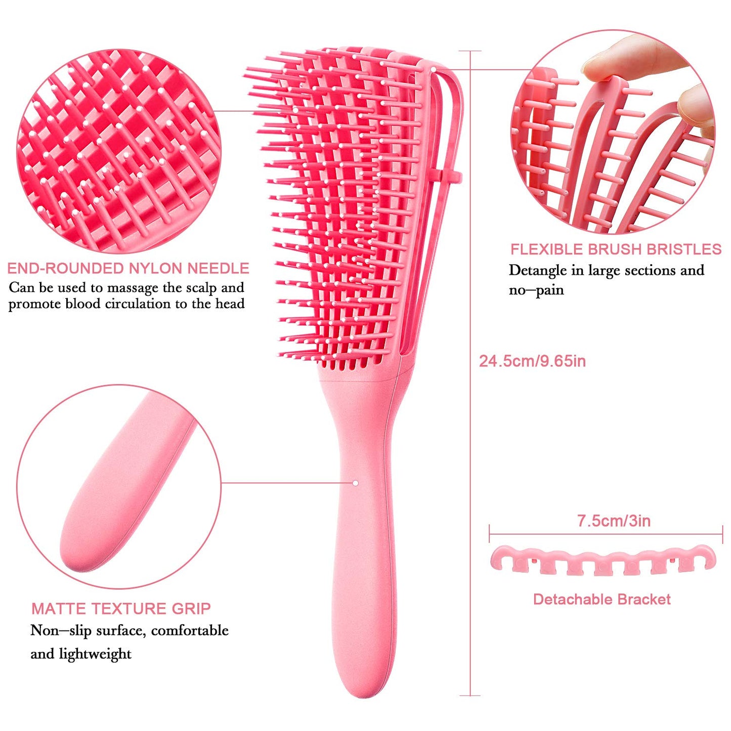 2-Pack Detangling Brush for Natural Afro & Textured Hair – Curl Definer Detangler for 3a–4c Coils, Curly, Kinky & Afro-American Hair Types