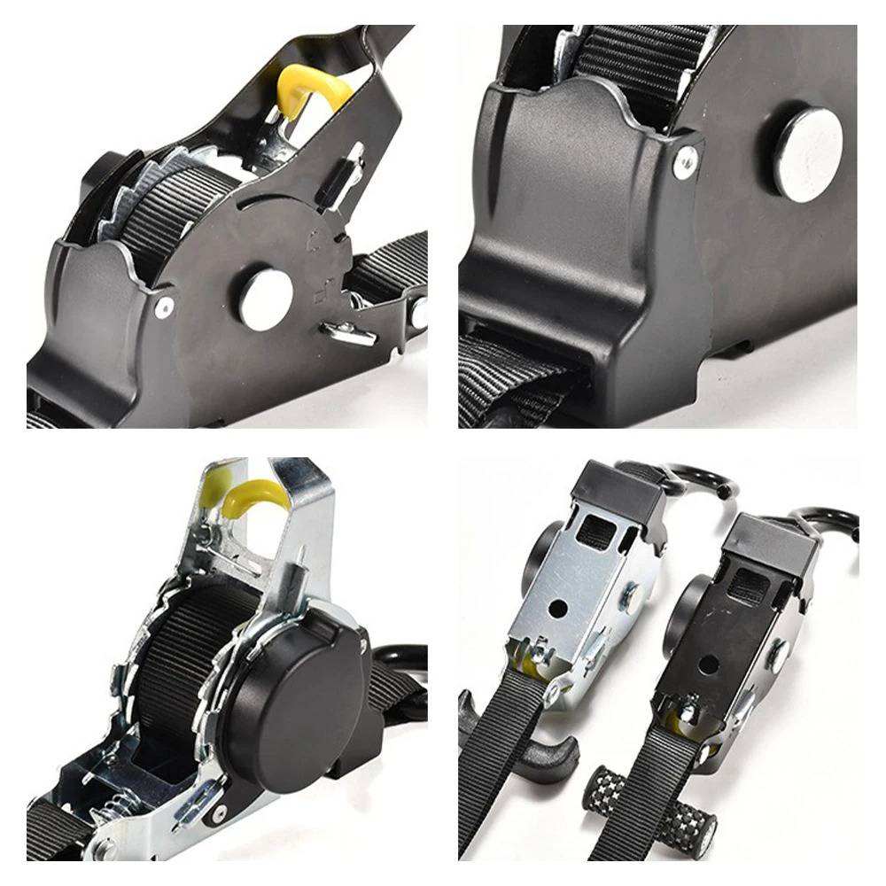 2-Set Auto-Retract Ratchet Straps – Heavy-Duty Retractable Tie-Down Cargo Straps for Truck, Trailer, Roof Rack, Moving & Hauling