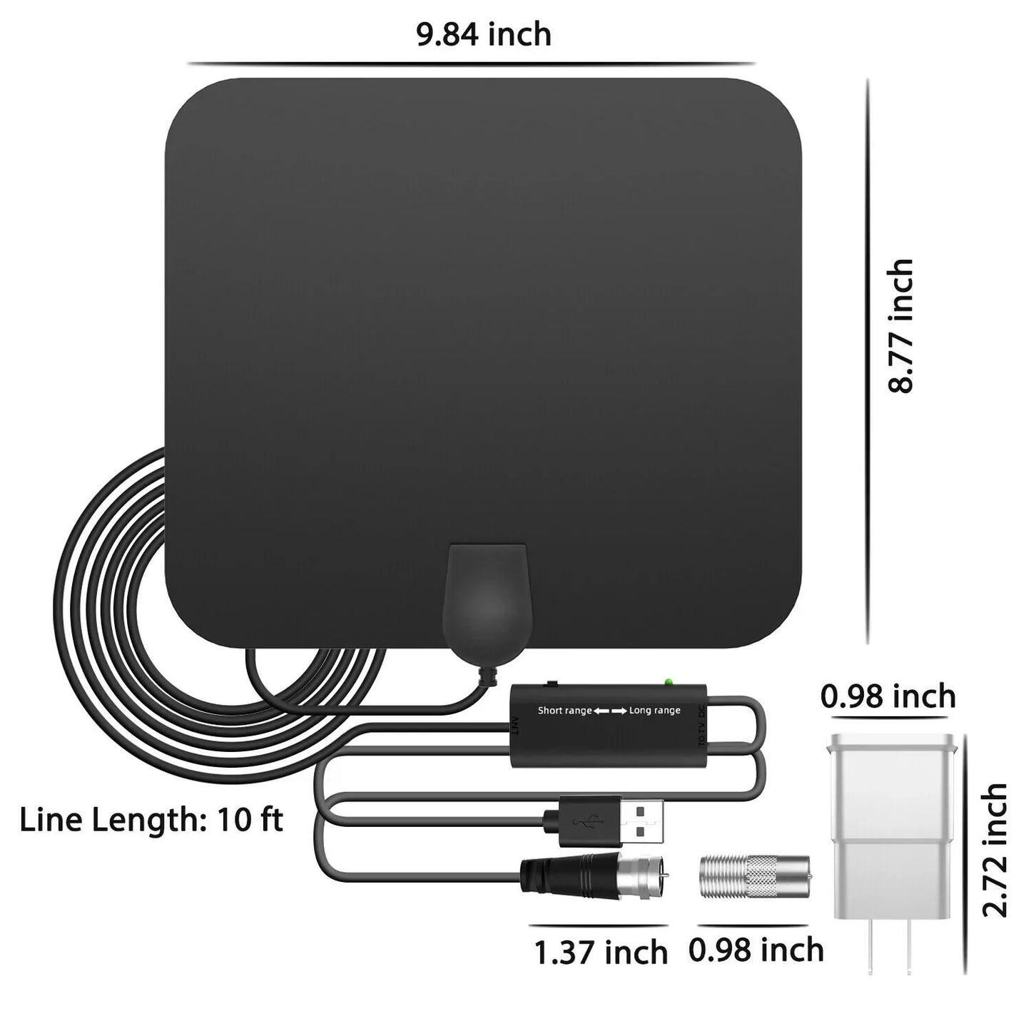 300-Mile Range Indoor HDTV Antenna with Signal Booster – Amplified Digital TV Antenna for Free HD Channels, 4K 1080p, No Monthly Fees