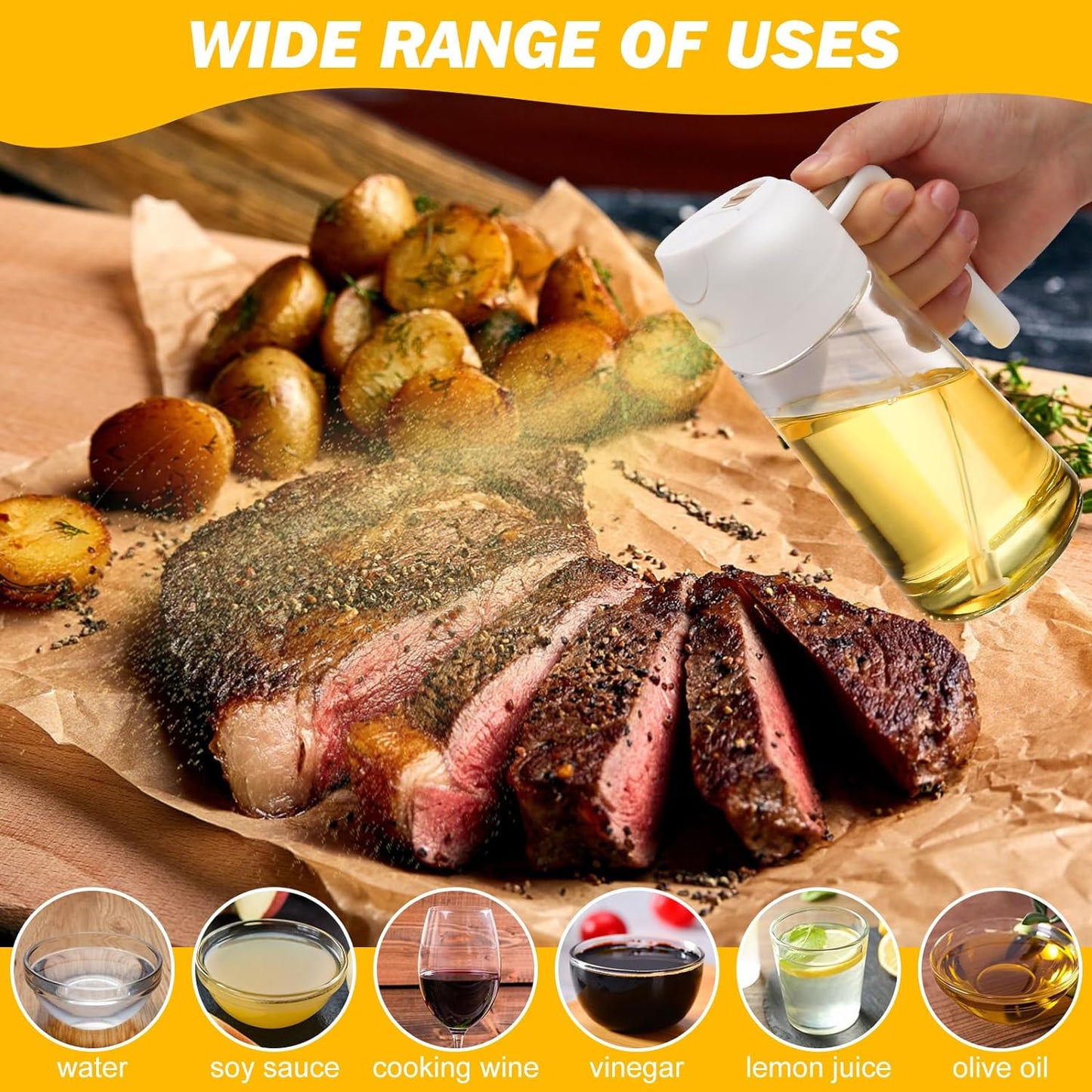 2-Pack Glass Olive Oil Dispenser & Mister Spray Bottle Set – Kitchen Oil Sprayer for Air Fryer, Salad, BBQ, Grilling & Healthy Cooking