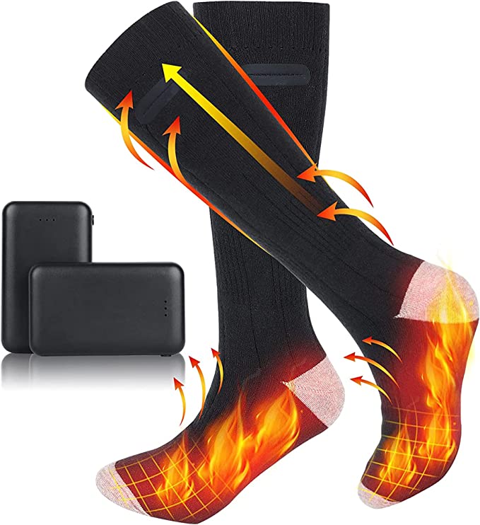 3 Pairs Rechargeable Heated Socks – Electric Thermal Socks for Men & Women, 3 Heat Settings, 8+ Hour Battery Life, Winter Outdoor Warmth