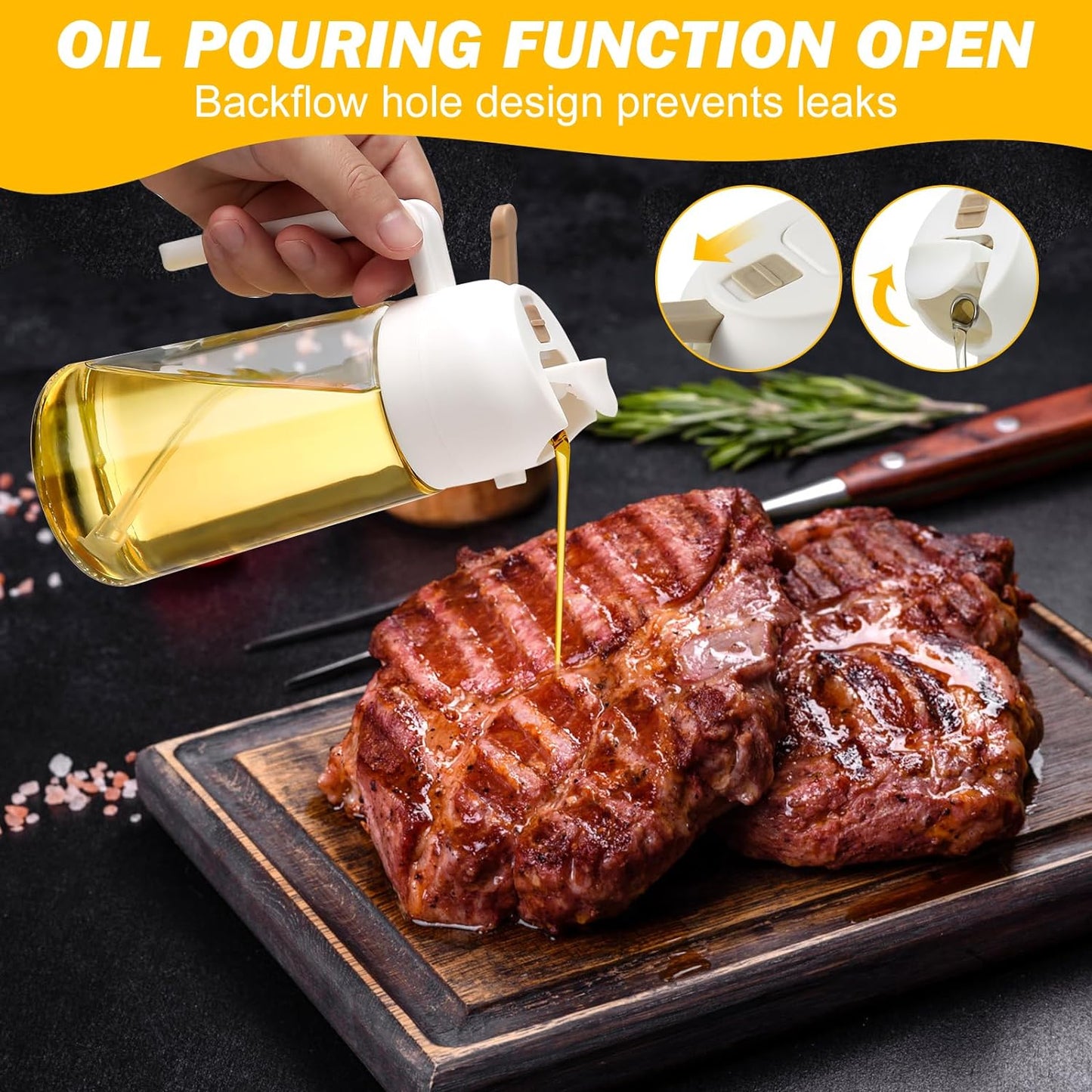 2-Pack Glass Olive Oil Dispenser & Mister Spray Bottle Set – Kitchen Oil Sprayer for Air Fryer, Salad, BBQ, Grilling & Healthy Cooking