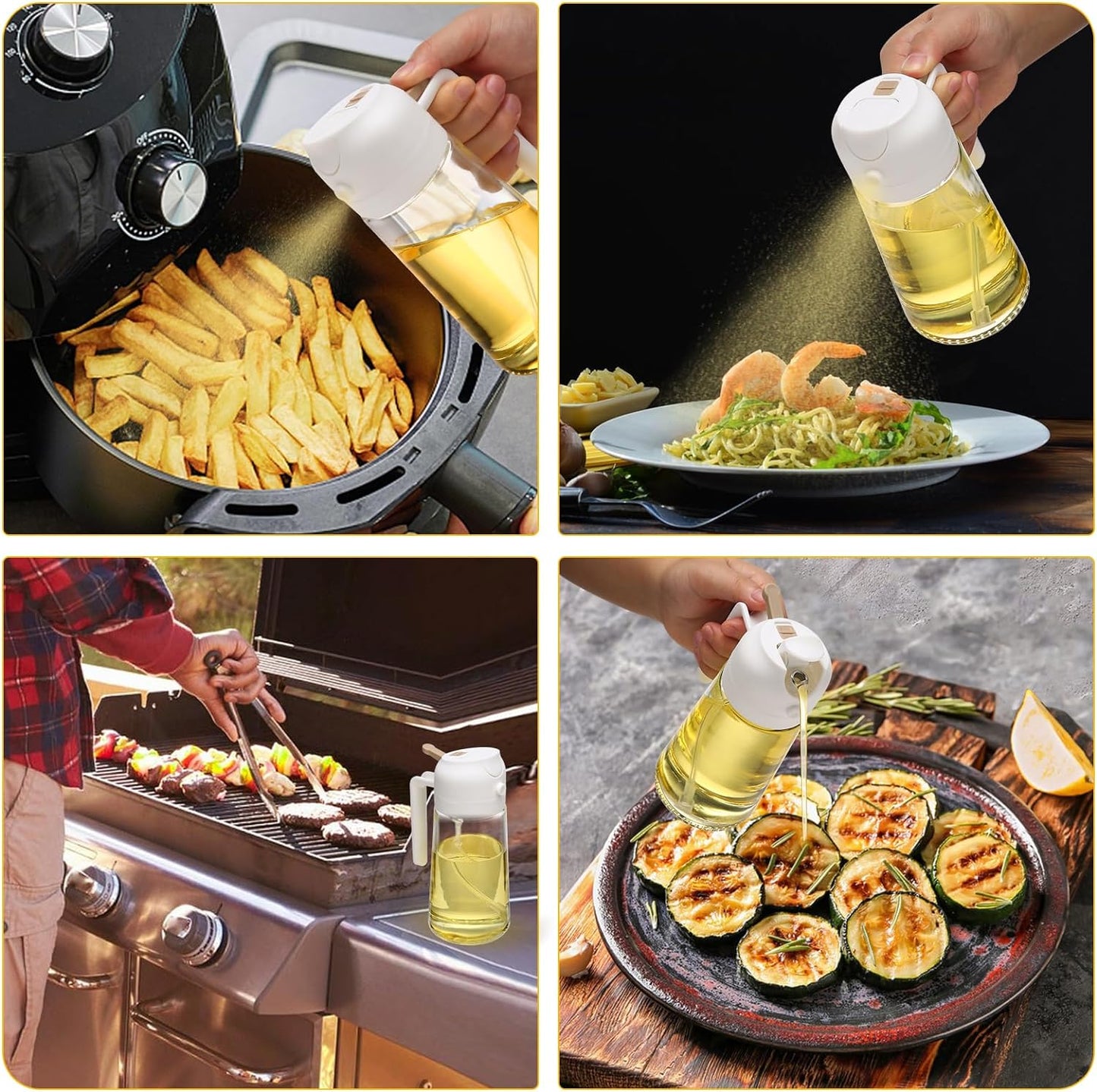2-Pack Glass Olive Oil Dispenser & Mister Spray Bottle Set – Kitchen Oil Sprayer for Air Fryer, Salad, BBQ, Grilling & Healthy Cooking