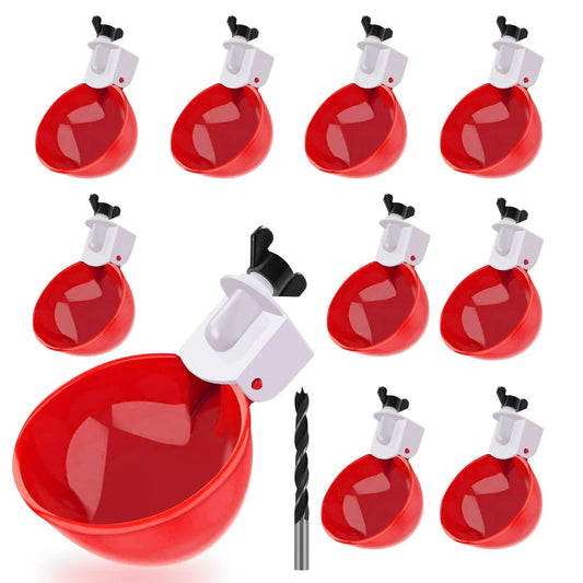 10 PCS Automatic Chicken Waterer Cups – Poultry Water Drinker Nipples for Hens, Ducks, Turkeys, Backyard Chickens & Broilers