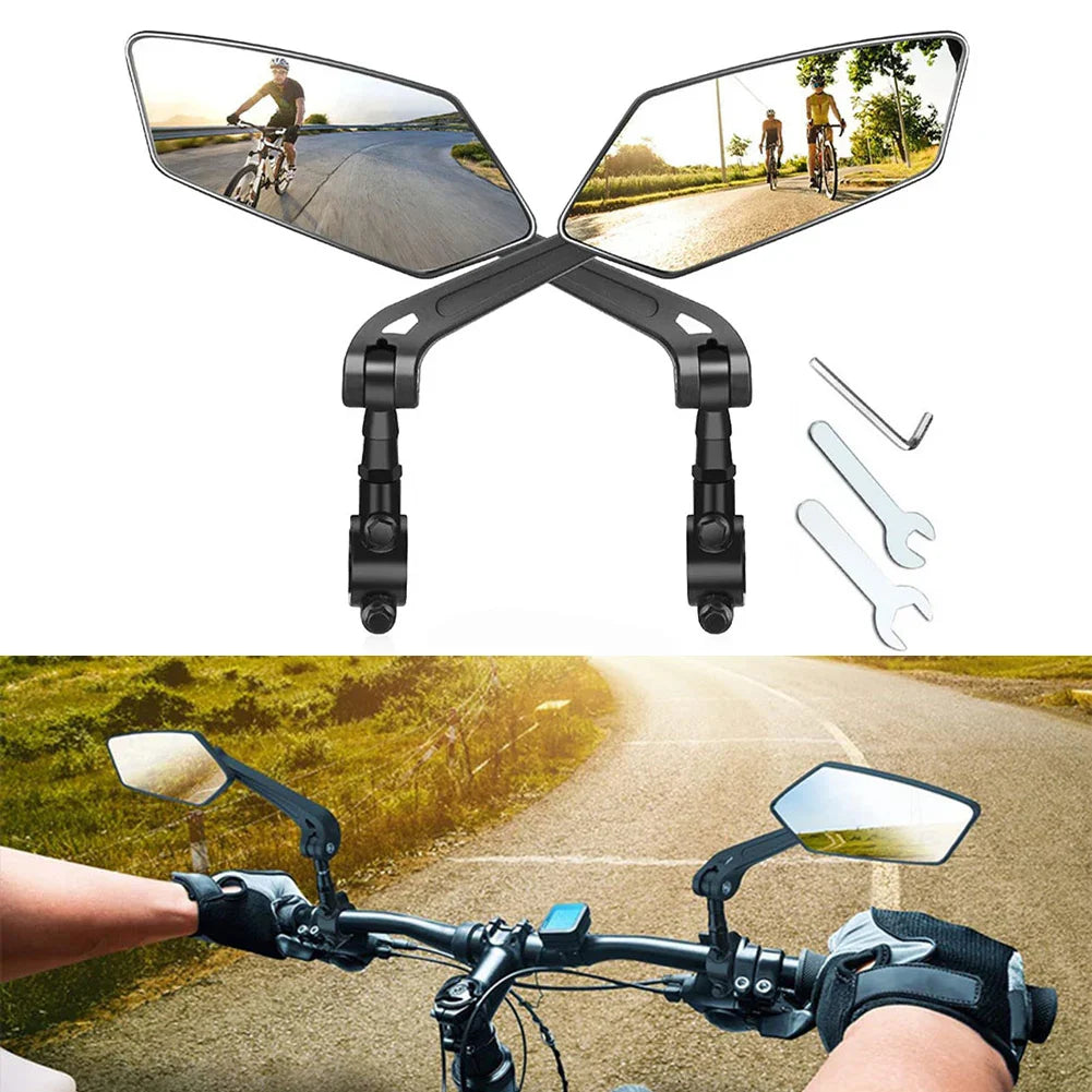 2-Pack Bike Rearview Mirrors – 360° Adjustable Wide Angle Bicycle Handlebar Mirror for Road Bikes, Mountain Bikes, E-Bikes, Cycling Safety