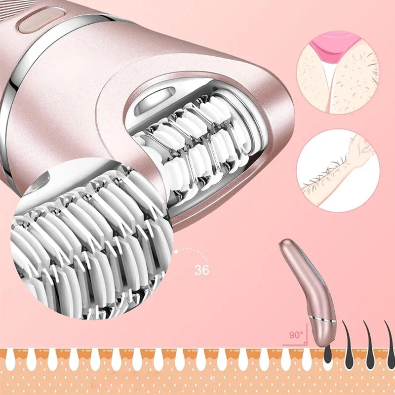 3-in-1 Waterproof Electric Shaver for Women – USB Rechargeable Painless Hair Removal for Legs, Underarms & Bikini Line, Wet/Dry Cordless Shaver