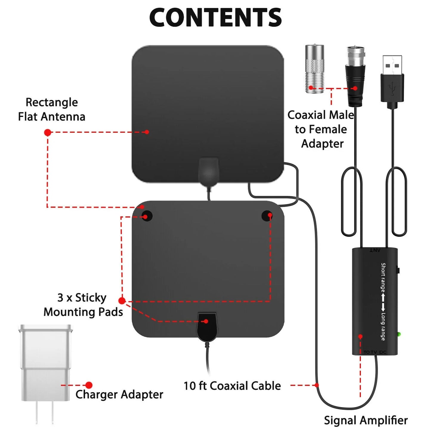 300-Mile Range Indoor HDTV Antenna with Signal Booster – Amplified Digital TV Antenna for Free HD Channels, 4K 1080p, No Monthly Fees